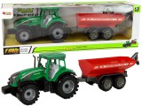 KicsiKocsiBolt Zöld traktor piros pótkocsi súrlódó meghajtással 14834