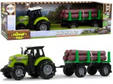 KicsiKocsiBolt Zöld traktor pótkocsi rönk fa farm hang 11113
