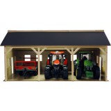 Kids Globe: Garázs makett 3 db traktorral, 1:16