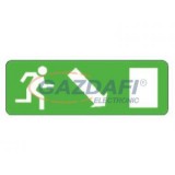 "Kijárat jobbra le" Utánvilágító öntapadó felirat, 300x100mm