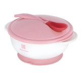 Kikkaboo tányér és kanál hőérzékelős szilikon 2db pink