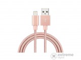 Kikkerland micro USB és iPhone kábel egyben, USB csatlakozóval, 1 méter, rózsaszín