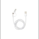 Kikkerland US237-SI fonott USB-A apa - USB-C/Lightning apa 2.0 Adat és töltő kábel 1m - Ezüst (US237-SI)