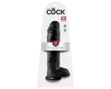 King Cock 11 - nagy tapadókorongos, herés dildó (28cm) - fekete