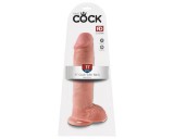 King Cock 11 - tapadókorongos, herés dildó (28cm) - natúr