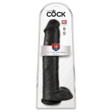 King Cock 15 - tapadókorongos, herés dildó (38cm) - fekete