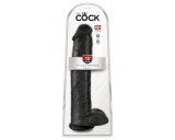 King Cock 15 - tapadókorongos, herés dildó (38cm) - fekete