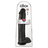 King Cock 15 - tapadókorongos, herés dildó (38cm) - fekete