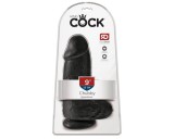 King Cock 9 Chubby - tapadókorongos, herés dildó (23cm) - fekete