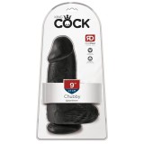 King Cock 9 Chubby - tapadókorongos, herés dildó (23cm) - fekete