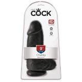 King Cock 9 Chubby - tapadókorongos, herés dildó (23cm) - fekete