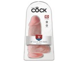 King Cock 9 Chubby - tapadókorongos, herés dildó (23cm) - natúr