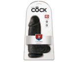 King Cock 9 Chubby - tapadótalpas, herés dildó (23cm) - fekete