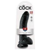 King Cock 9 - nagy tapadókorongos, herés dildó (23cm) - fekete