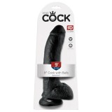 King Cock 9 - nagy tapadókorongos, herés dildó (23cm) - fekete