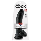King Cock 9 - nagy tapadókorongos, herés dildó (23cm) - fekete