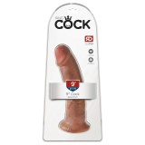 King Cock 9 - tapadókorongos élethű dildó (23cm) - sötét natúr