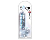 King Cock Clear 6 - tapadókorongos, herés kis dildó (15cm)