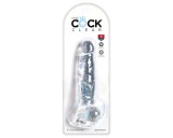King Cock Clear 8 - tapadókorongos, herés dildó (20cm)