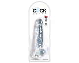 King Cock Clear 8 - tapadókorongos, herés dildó (20cm)