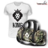 King fehér póló+ edzőtáska szett