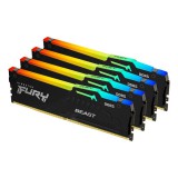 Kingston 64GB DDR5 5200MHz Kit(4x16GB) Fury Beast RGB Black KF552C40BBAK4-64