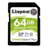 Kingston 64GB SDXC Canvas Select Plus Class 10 100R C10 UHS-I U1 V10 SDS2/64GB