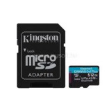Kingston Canvas Go! Plus MicroSDXC memóriakártya 512GB, Class10, UHS-I U3 + adapter (SDCG3/512GB)