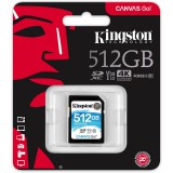 KINGSTON CANVAS GO SDXC 512GB CL10 UHS-I U3 V30 (90 MB/s olvasási sebesség)