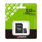 Kingston Canvas Select Plus micro SDXC + adapter 512GB Class 10 UHS-I U3 V30 A1 (150 MB/s olvasási sebesség)