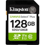 Kingston memóriakártya 128GB (MicroSDXC, Canvas Select Plus gen3, Class 10, UHS-I, U1, V10)