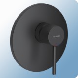 Kludi Bozz egykaros süllyesztett (falsík alatti) zuhany csaptelep falon kívüli része, matt fekete