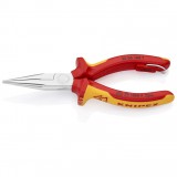 KNIPEX 25 06 160 T BK Fél-kerek csőrű fogó vágóéllel (Rádiófogó) krómozott VDE 160 mm