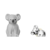 Koala mama kicsinyével, fehér/ezüst - Kitűző