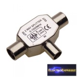 Koax fém elosztó. (dugó/aljzat-aljzat)