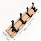 Könnyen Szerelhető Bambusz Falikampó - Sokoldalú Kabát- és Kulcstartó Bejárathoz, Nappaliba, Hálószobába - Laza Stílusú Tárolási Megoldás Fa színű 4 akasztóval