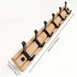 Könnyen Szerelhető Bambusz Falikampó - Sokoldalú Kabát- és Kulcstartó Bejárathoz, Nappaliba, Hálószobába - Laza Stílusú Tárolási Megoldás Fa színű 6 akasztóval