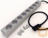 Kontaset DI-STRIP Compact hálózati elosztó 8db aljzattal, kapcsoló nélkül, C14-es csatlakozóval