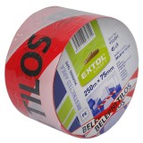 Kordonszalag, jelölő szalag, piros-fehér; 75mm×250m, polietilén "BELÉPNI TILOS" felirattal