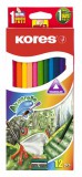 KORES 12 különböző színű akvarell ceruza készlet hegyezővel, ecsettel
