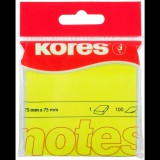 KORES 75 x 75 mm, 100 lap, neon sárga (47076)