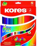 Kores Duo kétvégű háromszögletű 48 különböző színű színes ceruza készlet (24 db)