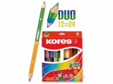 Kores "DUO" kétvégű színes ceruza, háromszögletű, 24 db/doboz
