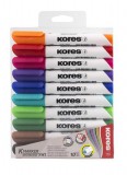 KORES "K-Marker", 10 különböző színű  1-3 mm-es kúpos tábla- és flipchart marker készlet
