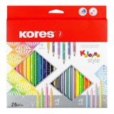 KORES "Kolores Style",  háromszögletű, 26 különböző színű színes ceruza készlet