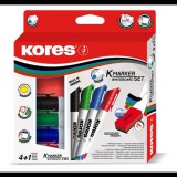 Kores Marka 1-3mm Táblamarker készlet 4 szín + szívacs (20863)