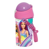 KORREKT WEB Barbie Love műanyag szívószálas kulacs akasztóval 500 ml