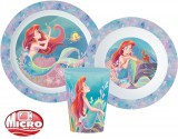KORREKT WEB Disney Hercegnők Ariel étkészlet, micro műanyag szett, pohárral 260 ml