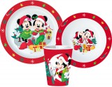 KORREKT WEB Disney Minnie and Mickey Karácsonyi étkészlet, micro műanyag szett, pohárral 260 ml