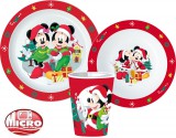 KORREKT WEB Disney Minnie and Mickey Karácsonyi étkészlet, micro műanyag szett, pohárral 260 ml